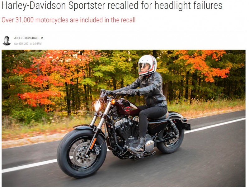 Harley-Davidson Sportster recalled for headlight failures.jpg